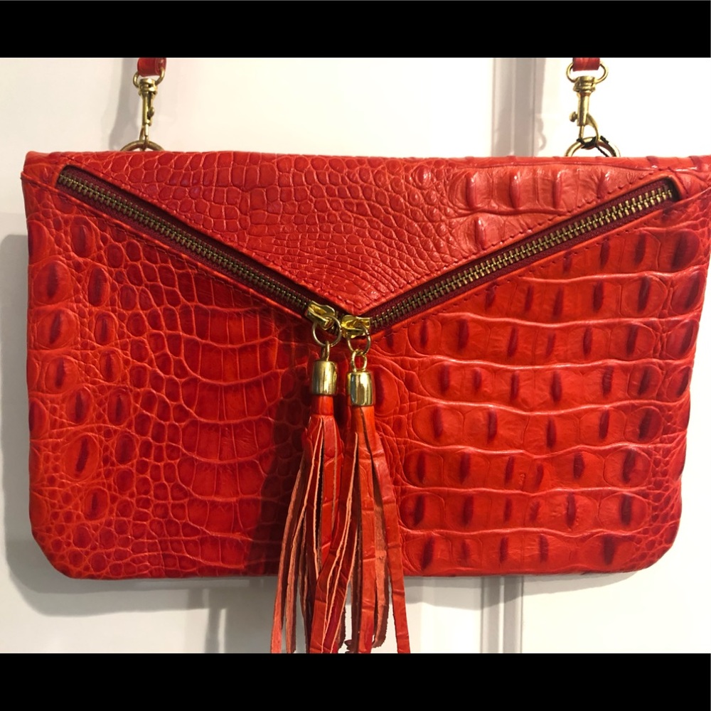 L Credi genuine red leather purse